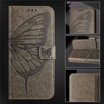 YB Imprinting Series-4 For Samsung Galaxy M55 5G / C55 5G / F55 5G Case Butterfly Flower Flip Wallet Leather Phone Cover