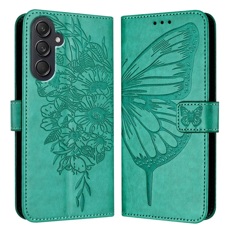 YB Imprinting Series-4 For Samsung Galaxy M55 5G / C55 5G / F55 5G Case Butterfly Flower Flip Wallet Leather Phone Cover