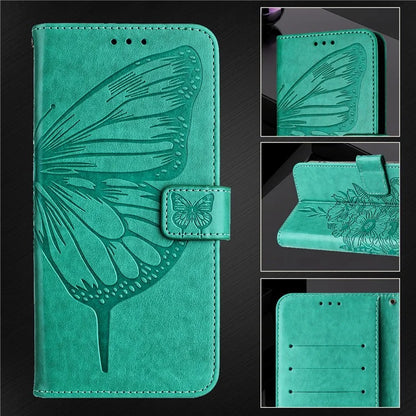 YB Imprinting Series-4 For Samsung Galaxy M55 5G / C55 5G / F55 5G Case Butterfly Flower Flip Wallet Leather Phone Cover