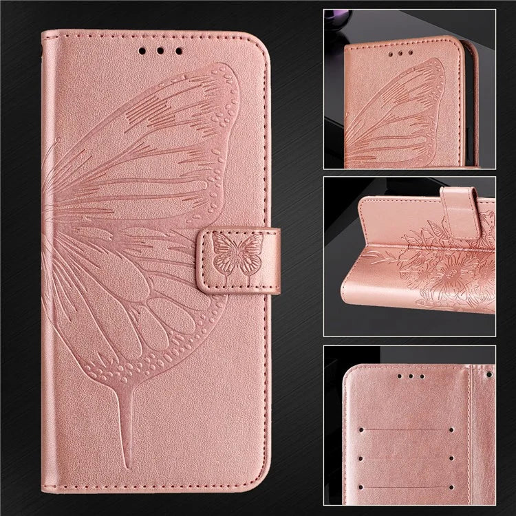YB Imprinting Series-4 For Samsung Galaxy M55 5G / C55 5G / F55 5G Case Butterfly Flower Flip Wallet Leather Phone Cover