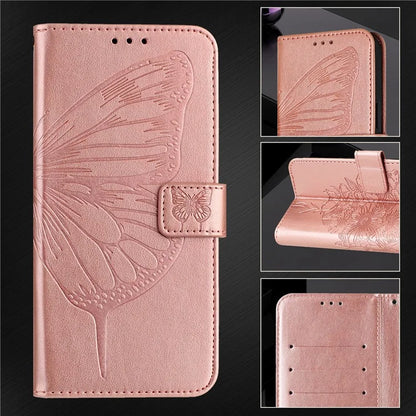YB Imprinting Series-4 For Samsung Galaxy M55 5G / C55 5G / F55 5G Case Butterfly Flower Flip Wallet Leather Phone Cover