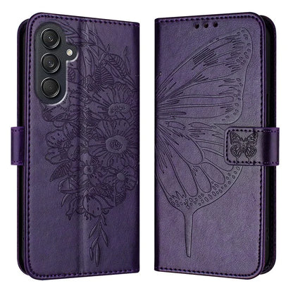 YB Imprinting Series-4 For Samsung Galaxy M55 5G / C55 5G / F55 5G Case Butterfly Flower Flip Wallet Leather Phone Cover