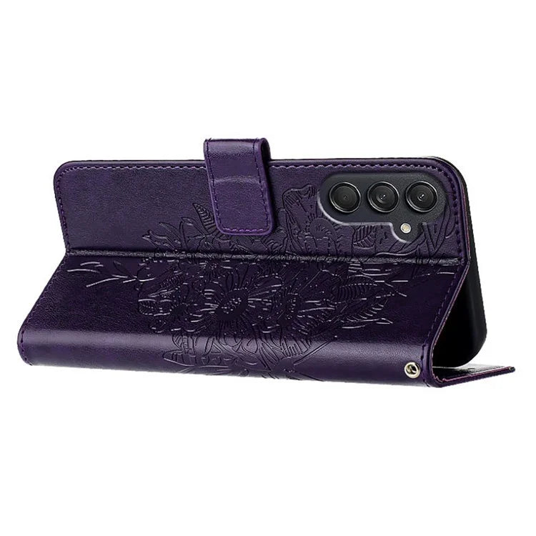 YB Imprinting Series-4 For Samsung Galaxy M55 5G / C55 5G / F55 5G Case Butterfly Flower Flip Wallet Leather Phone Cover