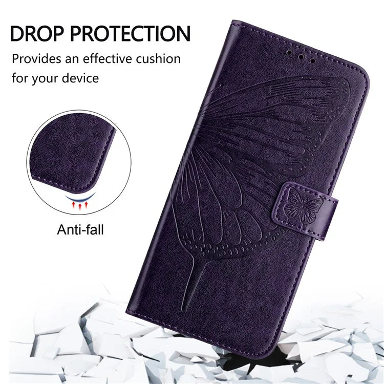 YB Imprinting Series-4 For Samsung Galaxy M55 5G / C55 5G / F55 5G Case Butterfly Flower Flip Wallet Leather Phone Cover