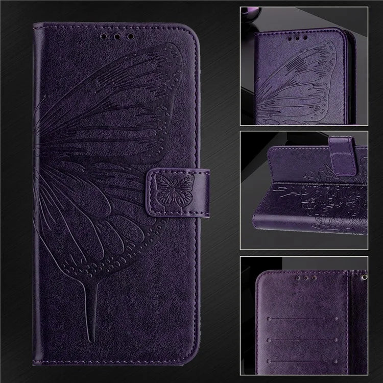 YB Imprinting Series-4 For Samsung Galaxy M55 5G / C55 5G / F55 5G Case Butterfly Flower Flip Wallet Leather Phone Cover