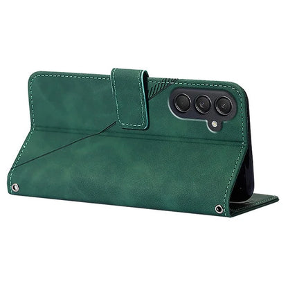YB Imprinting Series-2 for Samsung Galaxy M55 5G / C55 5G / F55 5G Case with Long Strap Leather Imprinted Phone Coverish Green