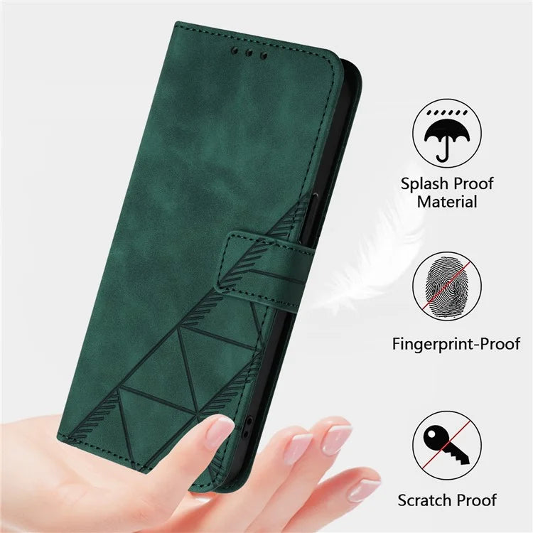 YB Imprinting Series-2 for Samsung Galaxy M55 5G / C55 5G / F55 5G Case with Long Strap Leather Imprinted Phone Coverish Green