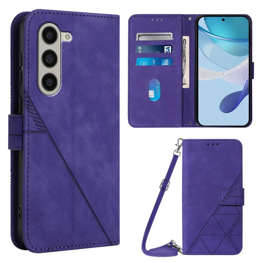 YB Imprinting Series-2 for Samsung Galaxy Z Fold6 5G Case PU Leather Imprinted Phone Cover with Shoulder Strap