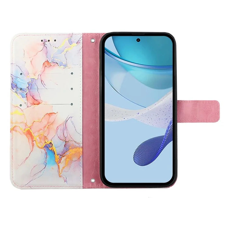 YB Pattern Printing Leather Series-6 For Realme 12 5G Magnetic Phone Case Wallet Cover with Shoulder Strap