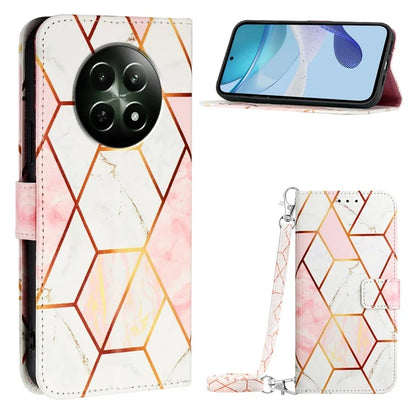 YB Pattern Printing Leather Series-6 For Realme 12 5G Magnetic Phone Case Wallet Cover with Shoulder Strap