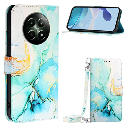 YB Pattern Printing Leather Series-6 For Realme 12 5G Magnetic Phone Case Wallet Cover with Shoulder Strap