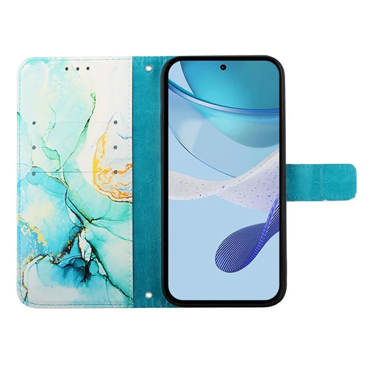 YB Pattern Printing Leather Series-6 For Realme 12 5G Magnetic Phone Case Wallet Cover with Shoulder Strap