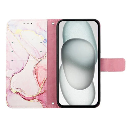 YB Pattern Printing Leather Series-5 For iPhone SE (2024) Wallet Case Leather Phone Cover with Strap