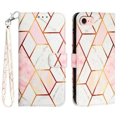 YB Pattern Printing Leather Series-5 For iPhone SE (2024) Wallet Case Leather Phone Cover with Strap