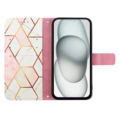YB Pattern Printing Leather Series-5 For iPhone SE (2024) Wallet Case Leather Phone Cover with Strap