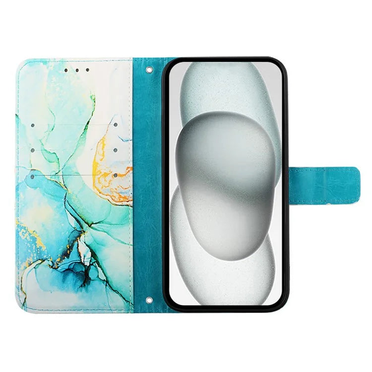 YB Pattern Printing Leather Series-5 For iPhone SE (2024) Wallet Case Leather Phone Cover with Strap