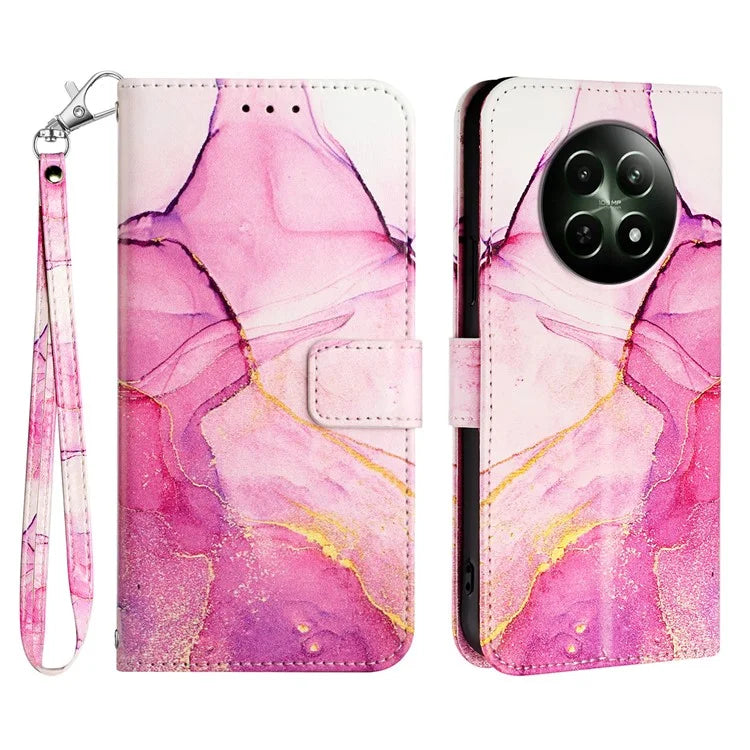 YB Pattern Printing Leather Series-5 For Realme 12 5G Case Marble Pattern Leather Phone Cover