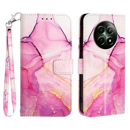 YB Pattern Printing Leather Series-5 For Realme 12 5G Case Marble Pattern Leather Phone Cover