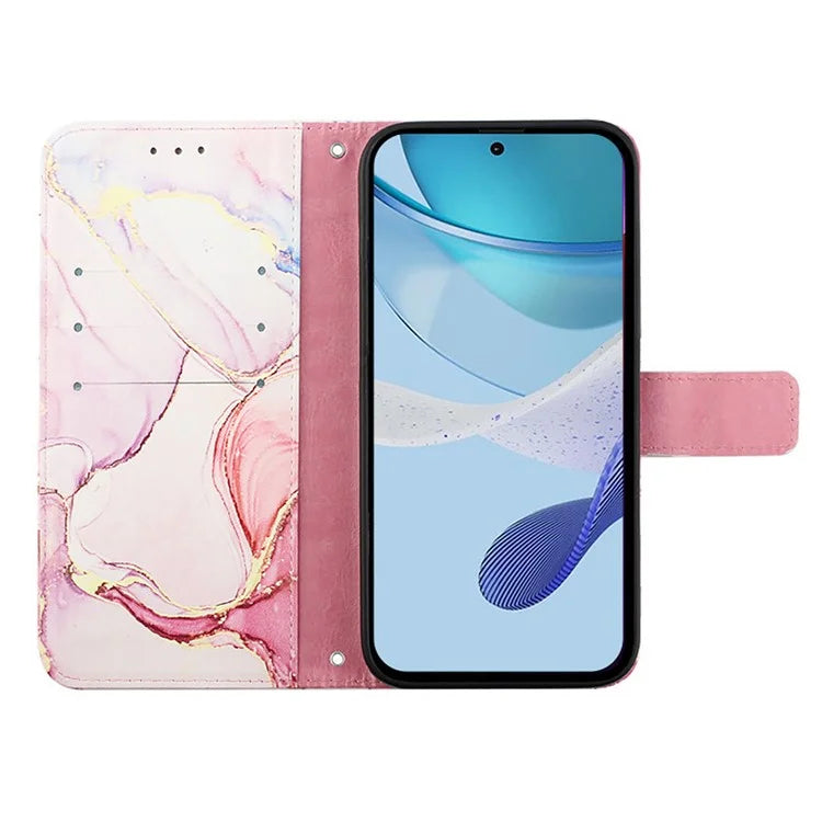 YB Pattern Printing Leather Series-5 For Realme 12 5G Case Marble Pattern Leather Phone Cover