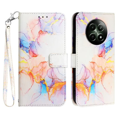 YB Pattern Printing Leather Series-5 For Realme 12 5G Case Marble Pattern Leather Phone Cover