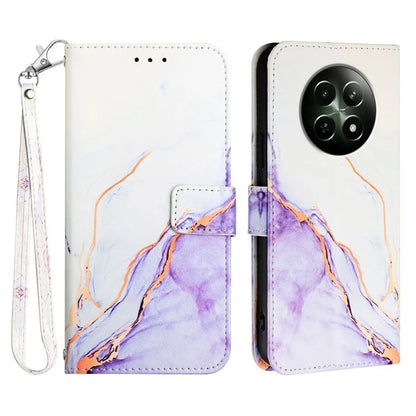 YB Pattern Printing Leather Series-5 For Realme 12 5G Case Marble Pattern Leather Phone Cover