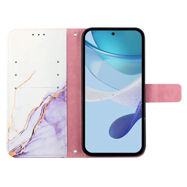 YB Pattern Printing Leather Series-5 For Realme 12 5G Case Marble Pattern Leather Phone Cover