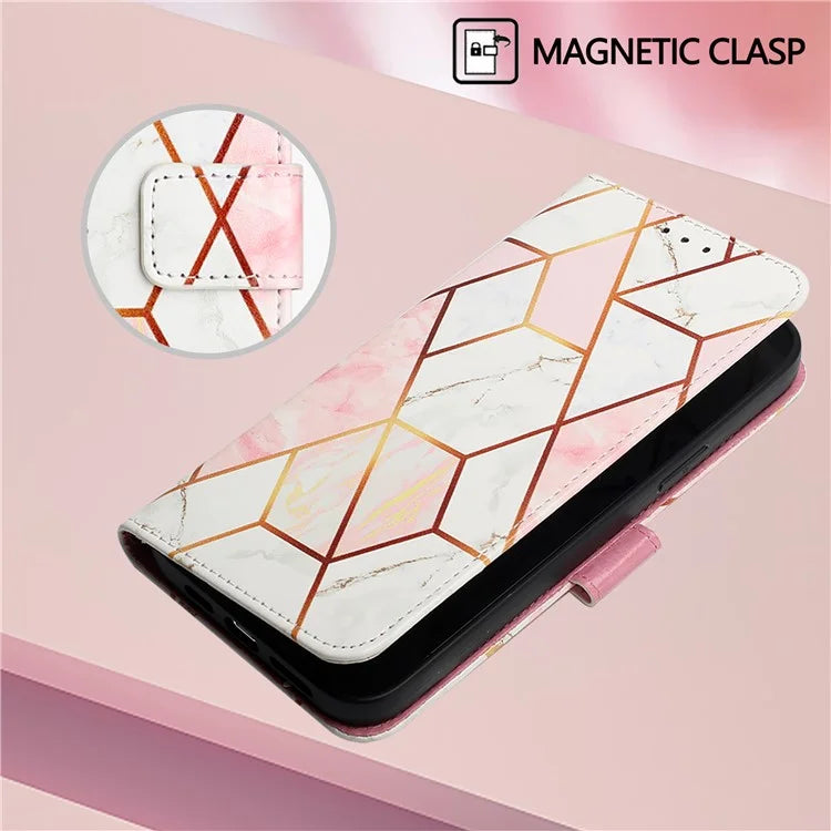 YB Pattern Printing Leather Series-5 For Realme 12 5G Case Marble Pattern Leather Phone Cover