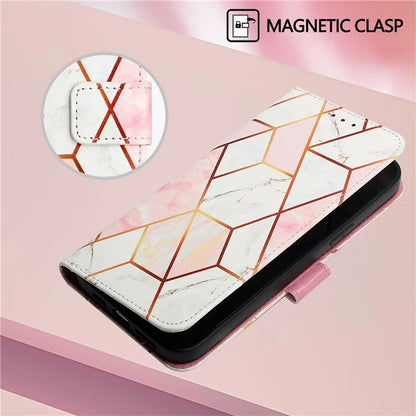 YB Pattern Printing Leather Series-5 For Realme 12 5G Case Marble Pattern Leather Phone Cover