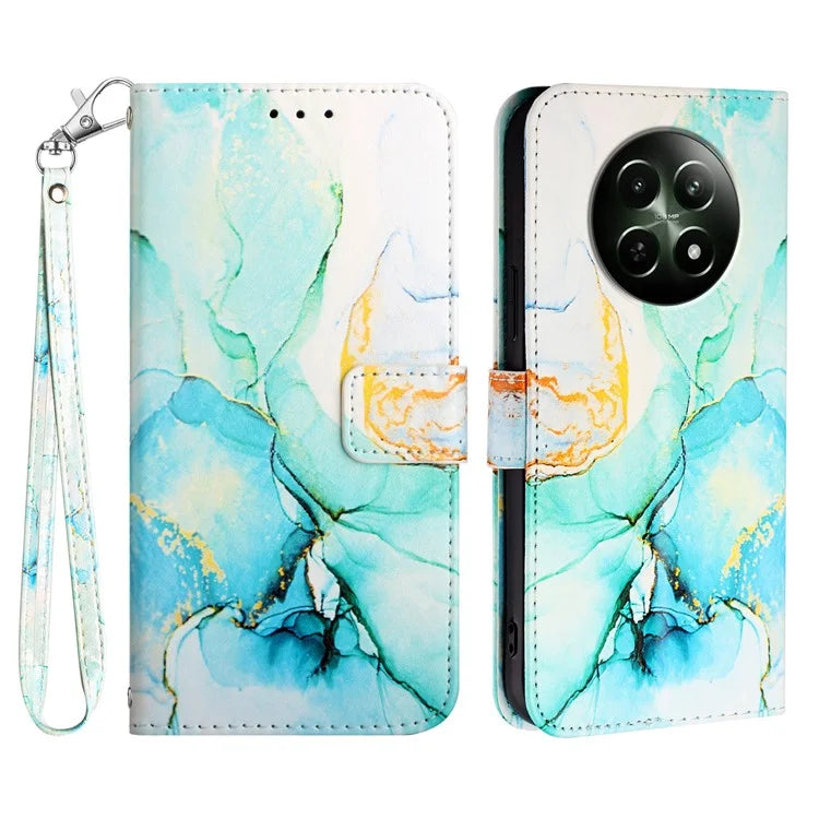 YB Pattern Printing Leather Series-5 For Realme 12 5G Case Marble Pattern Leather Phone Cover