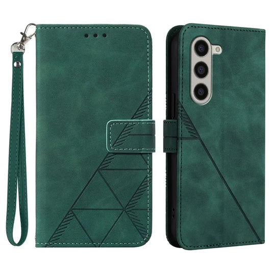 For Samsung Galaxy Z Fold6 5G Case PU Leather Wrist Strap Magnetic Closure Phone Coverish Green