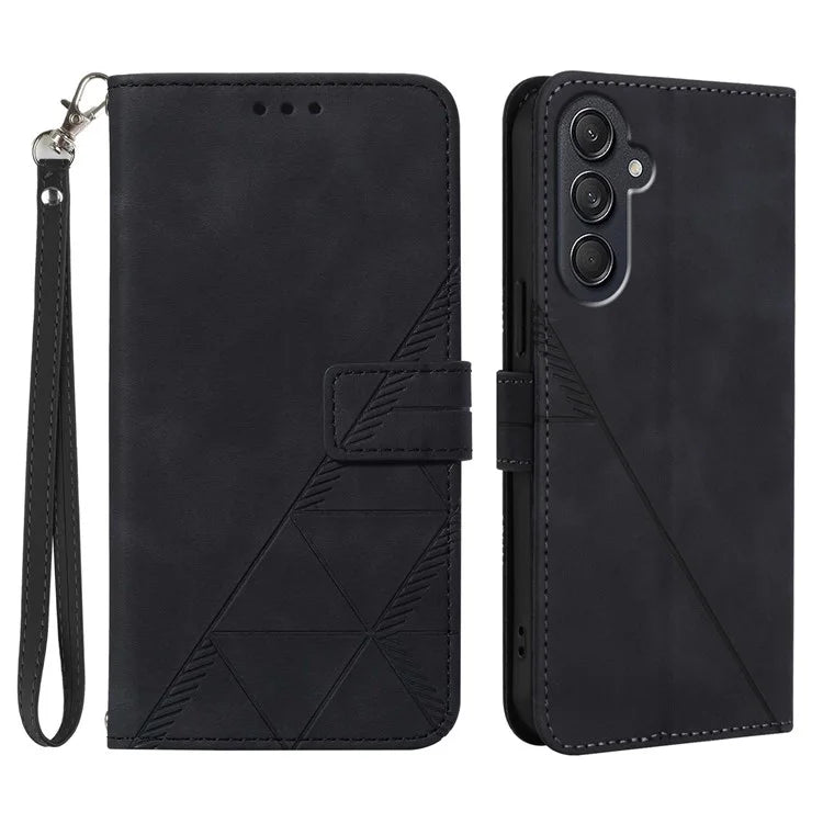 For Samsung Galaxy M55 5G / C55 5G / F55 5G Case Magnetic Closure PU Leather Phone Cover with Wrist Strap
