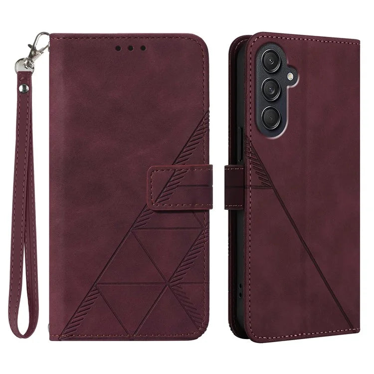 For Samsung Galaxy M55 5G / C55 5G / F55 5G Case Magnetic Closure PU Leather Phone Cover with Wrist Strap