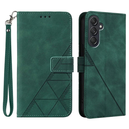 For Samsung Galaxy M55 5G / C55 5G / F55 5G Case Magnetic Closure PU Leather Phone Cover with Wrist Strapish Green