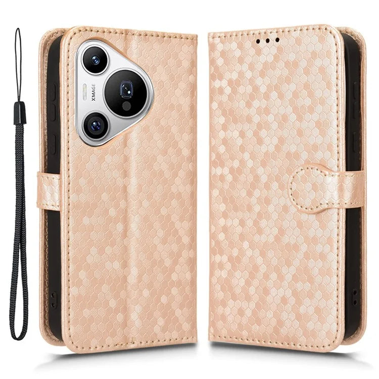 For Huawei Pura 70 Case PU Leather Dots Pattern Wallet Purse Phone Cover