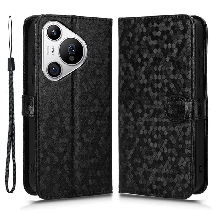 For Huawei Pura 70 Case PU Leather Dots Pattern Wallet Purse Phone Cover
