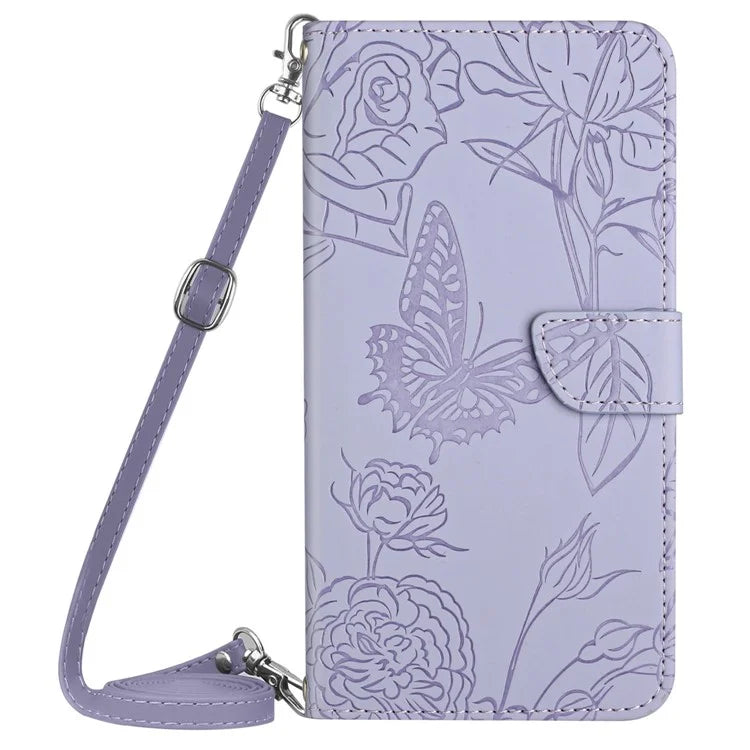 HT03 For Oppo A60 4G Leather Case Butterfly Flowers Crossbody Wallet Phone Cover