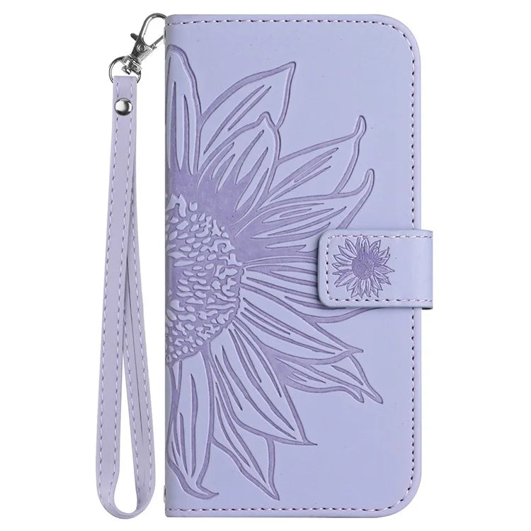 HT04 For Oppo A60 4G Case Sunflower Leather Wallet Phone Cover with Wrist Strap