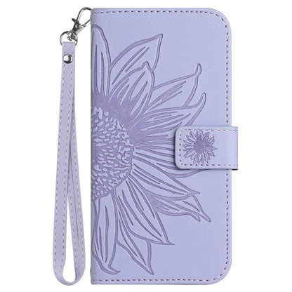 HT04 For Oppo A60 4G Case Sunflower Leather Wallet Phone Cover with Wrist Strap