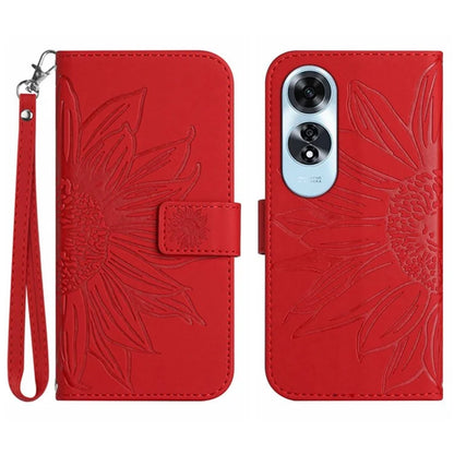 HT04 For Oppo A60 4G Case Sunflower Leather Wallet Phone Cover with Wrist Strap