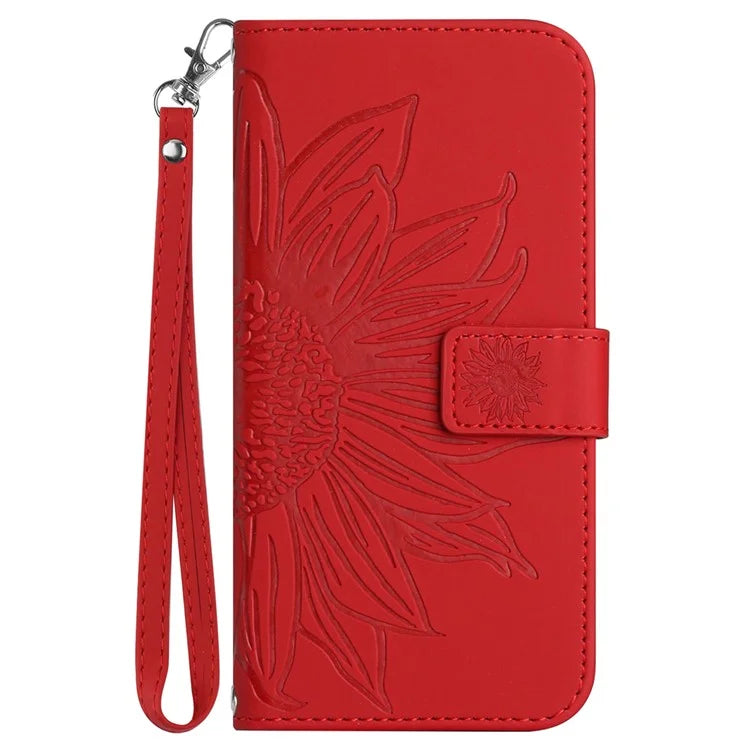 HT04 For Oppo A60 4G Case Sunflower Leather Wallet Phone Cover with Wrist Strap