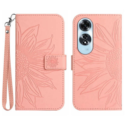 HT04 For Oppo A60 4G Case Sunflower Leather Wallet Phone Cover with Wrist Strap