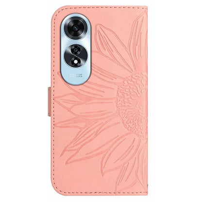 HT04 For Oppo A60 4G Case Sunflower Leather Wallet Phone Cover with Wrist Strap