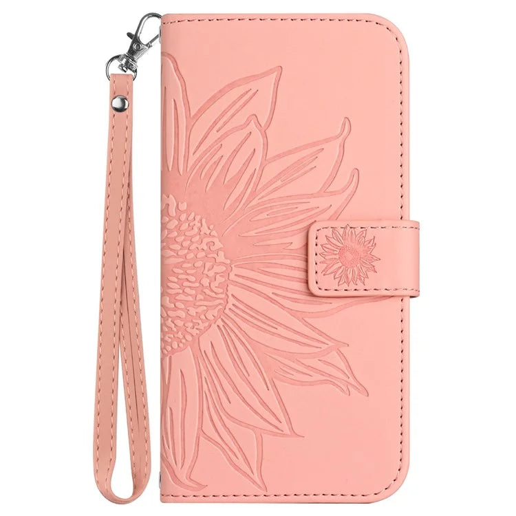 HT04 For Oppo A60 4G Case Sunflower Leather Wallet Phone Cover with Wrist Strap