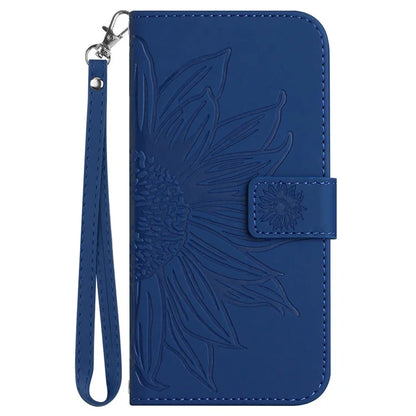 HT04 For Oppo A60 4G Case Sunflower Leather Wallet Phone Cover with Wrist Strap