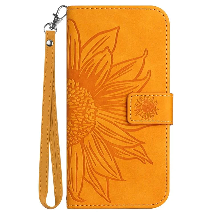HT04 For Oppo A60 4G Case Sunflower Leather Wallet Phone Cover with Wrist Strap