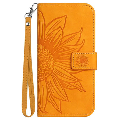 HT04 For Oppo A60 4G Case Sunflower Leather Wallet Phone Cover with Wrist Strap