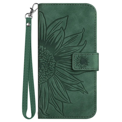 HT04 For Oppo A60 4G Case Sunflower Leather Wallet Phone Cover with Wrist Strap
