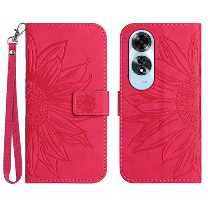 HT04 For Oppo A60 4G Case Sunflower Leather Wallet Phone Cover with Wrist Strap