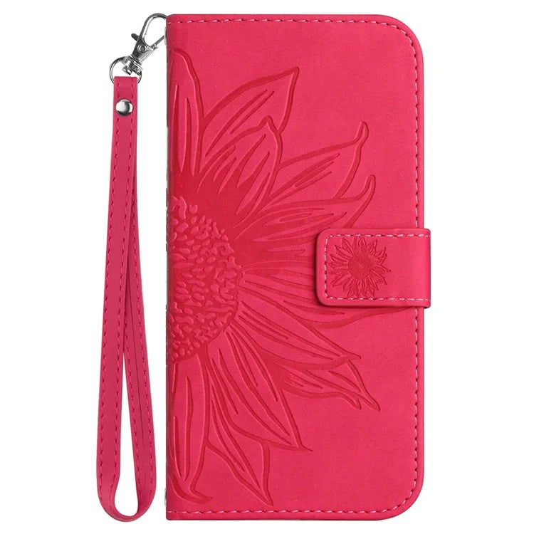 HT04 For Oppo A60 4G Case Sunflower Leather Wallet Phone Cover with Wrist Strap