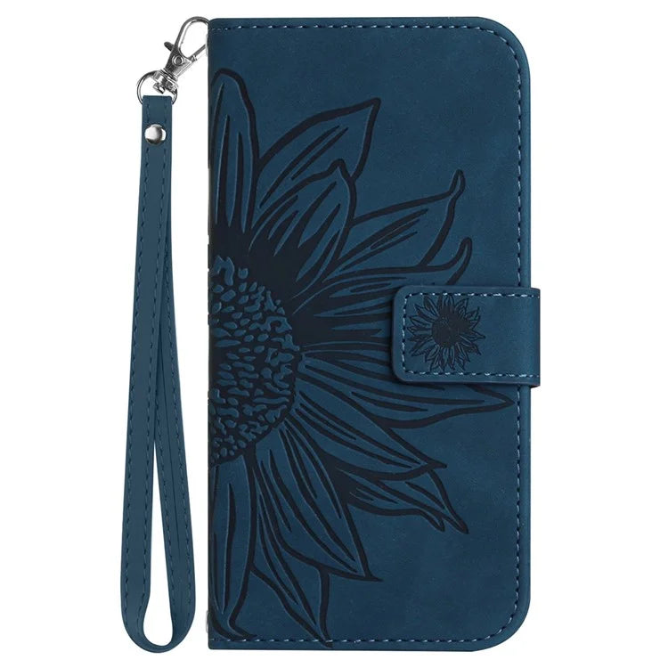 HT04 For Oppo A60 4G Case Sunflower Leather Wallet Phone Cover with Wrist Strap